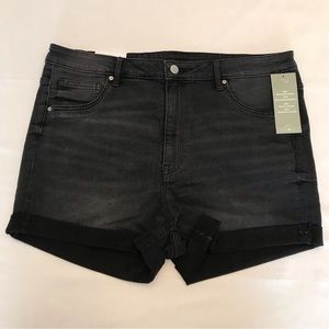 New H&M Black High Waist Denim Jean Shorts, Plus Sizes 16, 18, Festival Women's